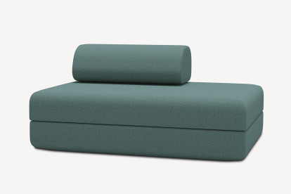Canapé 2 places convertible et modulable, mousse écologique et assise ferme - Tissu lisse Vert