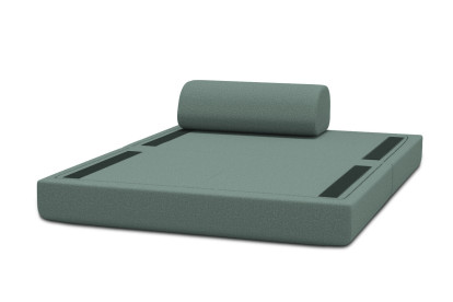 Canapé 2 places convertible et modulable, mousse écologique et assise ferme - Tissu lisse Vert