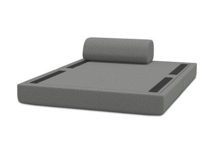 Canapé 2 places convertible et modulable, mousse écologique et assise ferme - Tissu lisse Gris