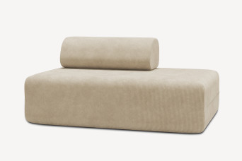Canapé 2 places non convertible et modulable - Velours côtelé Beige