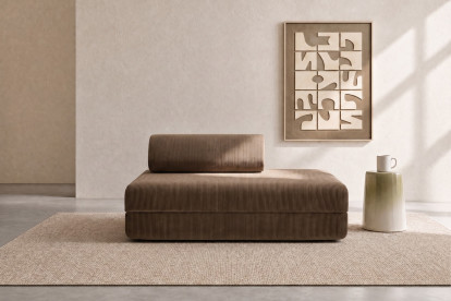 Canapé 2 places convertible et modulable, mousse écologique et assise ferme - Velours côtelé Taupe