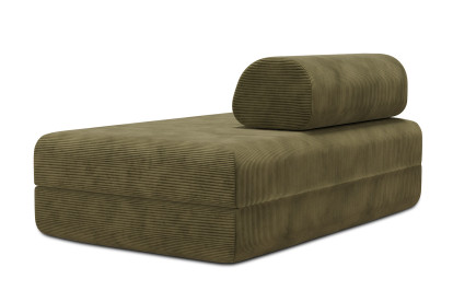 Canapé 2 places convertible et modulable, mousse écologique et assise ferme - Velours côtelé Vert