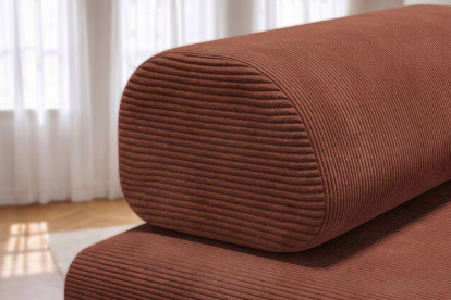 Canapé 2 places convertible et modulable, mousse écologique et assise ferme - Velours côtelé Terracotta