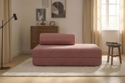 Canapé 2 places convertible et modulable, mousse écologique et assise ferme - Velours côtelé Rose