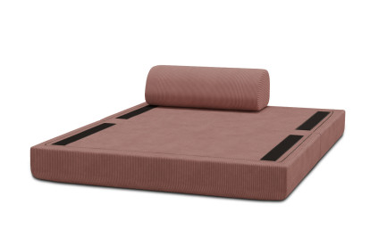 Canapé 2 places convertible et modulable, mousse écologique et assise ferme - Velours côtelé Rose