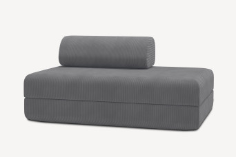 Canapé 2 places convertible et modulable, mousse écologique et assise ferme - Velours côtelé Gris
