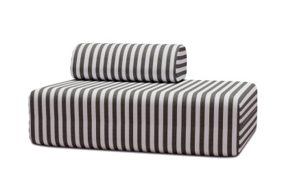Canapé 2 places modulable, mousse écologique et assise ferme  - Tissu extérieur à rayures, blanc et gris anthracite