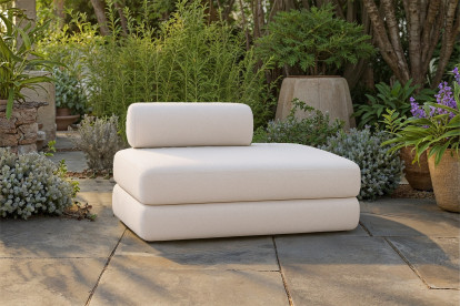 Canapé 2 places convertible et modulable, mousse écologique et assise ferme - Tissu extérieur Beige clair