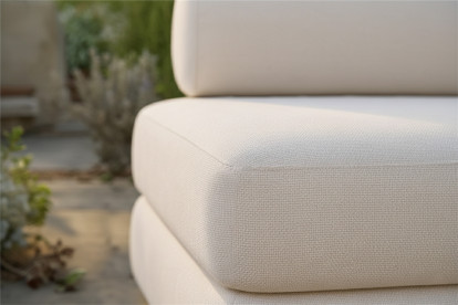 Canapé 2 places convertible et modulable, mousse écologique et assise ferme - Tissu extérieur Beige clair
