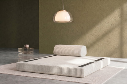 Canapé 2 places convertible et modulable, mousse écologique et assise ferme - Velours côtelé XL Blanc