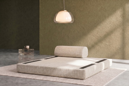 Canapé 2 places convertible et modulable, mousse écologique et assise ferme - Velours côtelé XL Beige