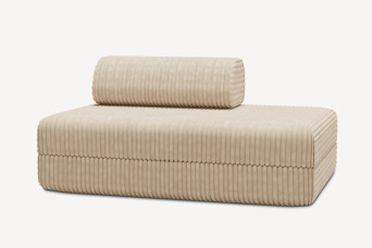 Canapé 2 places convertible et modulable, mousse écologique et assise ferme - Velours côtelé XL Beige