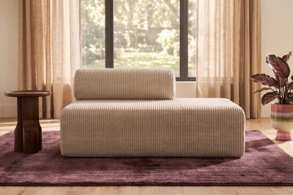 Canapé 2 places non convertible et modulable - Velours côtelé XL Beige