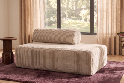 Canapé 2 places non convertible et modulable - Velours côtelé XL Beige