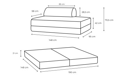 Canapé 2 places convertible et modulable, mousse écologique et assise ferme - Velours côtelé XL Vert