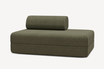 Canapé 2 places convertible et modulable, mousse écologique et assise ferme - Velours côtelé XL Vert