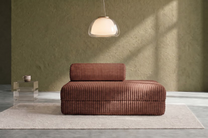 Canapé 2 places convertible et modulable, mousse écologique et assise ferme - Velours côtelé XL Terracotta