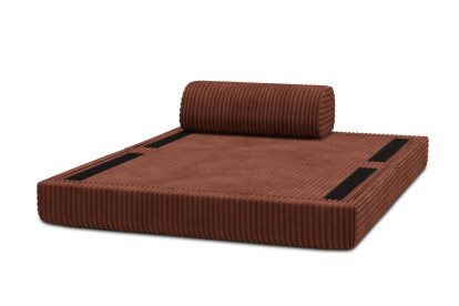 Canapé 2 places convertible et modulable, mousse écologique et assise ferme - Velours côtelé XL Terracotta