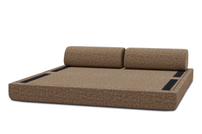 Canapé 3 places convertible et modulable, mousse écologique et assise ferme  - Tissu tweed Marron