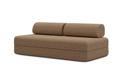 Canapé 3 places convertible et modulable, mousse écologique et assise ferme  - Tissu tweed Marron
