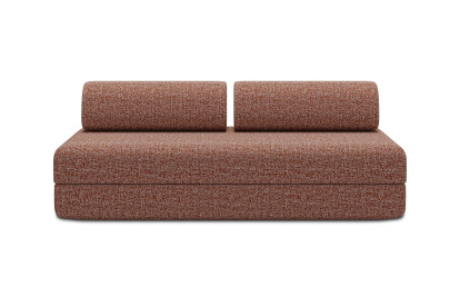 Canapé 3 places convertible et modulable, mousse écologique et assise ferme  - Tissu tweed Rouge
