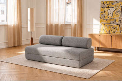 Canapé 3 places convertible et modulable, mousse écologique et assise ferme  - Tissu tweed Gris
