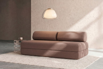 Canapé 3 places convertible et modulable, mousse écologique et assise ferme  - Tissu lisse Terracotta