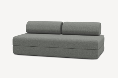 Canapé 3 places convertible et modulable, mousse écologique et assise ferme  - Tissu lisse Gris
