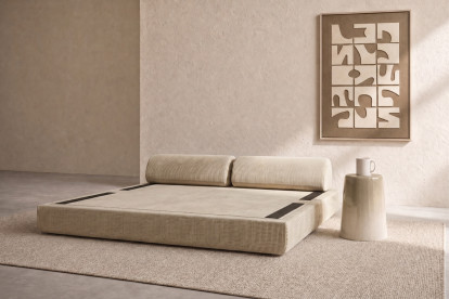 Canapé 3 places convertible et modulable, mousse écologique et assise ferme  - Velours côtelé Beige