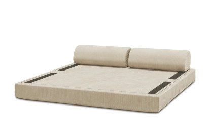 Canapé 3 places convertible et modulable, mousse écologique et assise ferme  - Velours côtelé Beige
