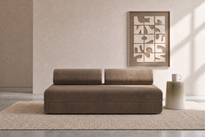 Canapé 3 places convertible et modulable, mousse écologique et assise ferme  - Velours côtelé Taupe