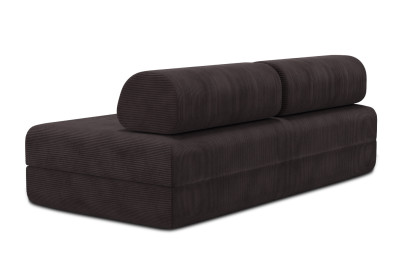 Canapé 3 places convertible et modulable, mousse écologique et assise ferme  - Velours côtelé Marron