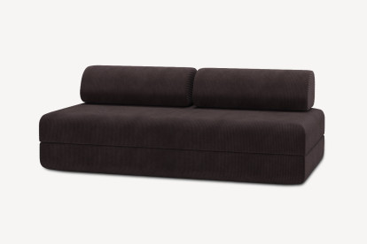 Canapé 3 places convertible et modulable, mousse écologique et assise ferme  - Velours côtelé Marron