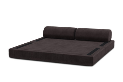 Canapé 3 places convertible et modulable, mousse écologique et assise ferme  - Velours côtelé Marron