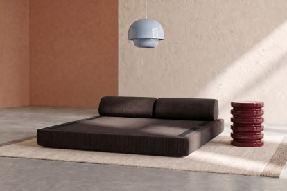 Canapé 3 places convertible et modulable, mousse écologique et assise ferme  - Velours côtelé Marron