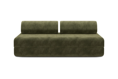 Canapé 3 places convertible et modulable, mousse écologique et assise ferme  - Velours côtelé Vert