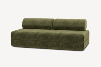 Canapé 3 places convertible et modulable, mousse écologique et assise ferme  - Velours côtelé Vert