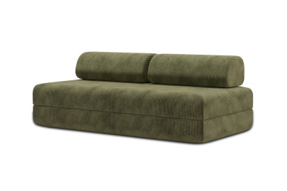 Canapé 3 places convertible et modulable, mousse écologique et assise ferme  - Velours côtelé Vert