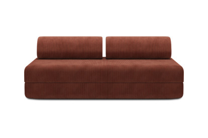 Canapé 3 places convertible et modulable, mousse écologique et assise ferme  - Velours côtelé Terracotta