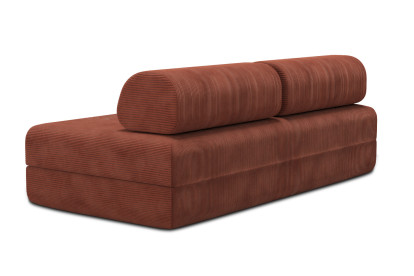 Canapé 3 places convertible et modulable, mousse écologique et assise ferme  - Velours côtelé Terracotta