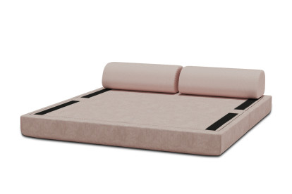 Canapé 3 places convertible et modulable, mousse écologique et assise ferme  - Velours côtelé Rose pâle