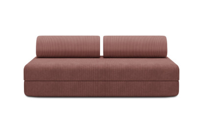 Canapé 3 places convertible et modulable, mousse écologique et assise ferme  - Velours côtelé Rose