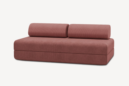 Canapé 3 places convertible et modulable, mousse écologique et assise ferme  - Velours côtelé Rose