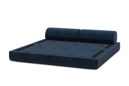Canapé 3 places convertible et modulable, mousse écologique et assise ferme  - Velours côtelé Bleu