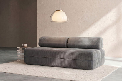 Canapé 3 places convertible et modulable, mousse écologique et assise ferme  - Velours côtelé Gris