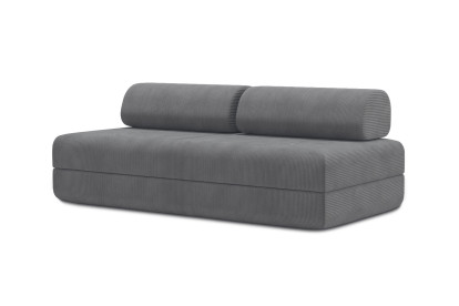 Canapé 3 places convertible et modulable, mousse écologique et assise ferme  - Velours côtelé Gris
