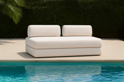 Canapé 3 places convertible et modulable, mousse écologique et assise ferme  - Tissu extérieur Beige clair