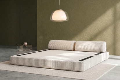 Canapé 3 places convertible et modulable, mousse écologique et assise ferme  - Velours côtelé XL Blanc