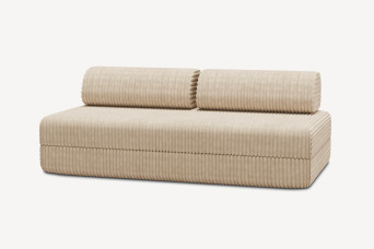 Canapé 3 places convertible et modulable, mousse écologique et assise ferme  - Velours côtelé XL Beige