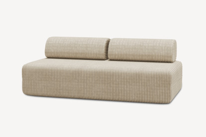Canapé 3 places non convertible et modulable - Velours côtelé XL Beige